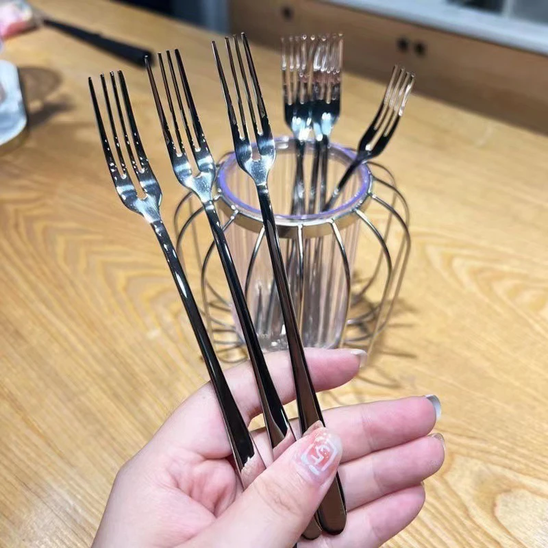 Stainless Steel Cake Fruit Fork Dinner Salad Fork Tableware Silver Dessert Fork For Hotel Party Kitchen Tool