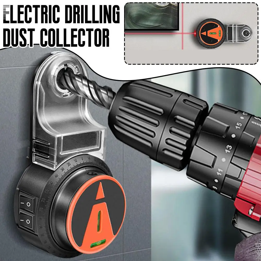 2 In 1 Electric Drilling Dust Collector With 360°laser Detachable Dust Level Cleaning Dust Collector Wall Drill Vacuum Tool Q0z3