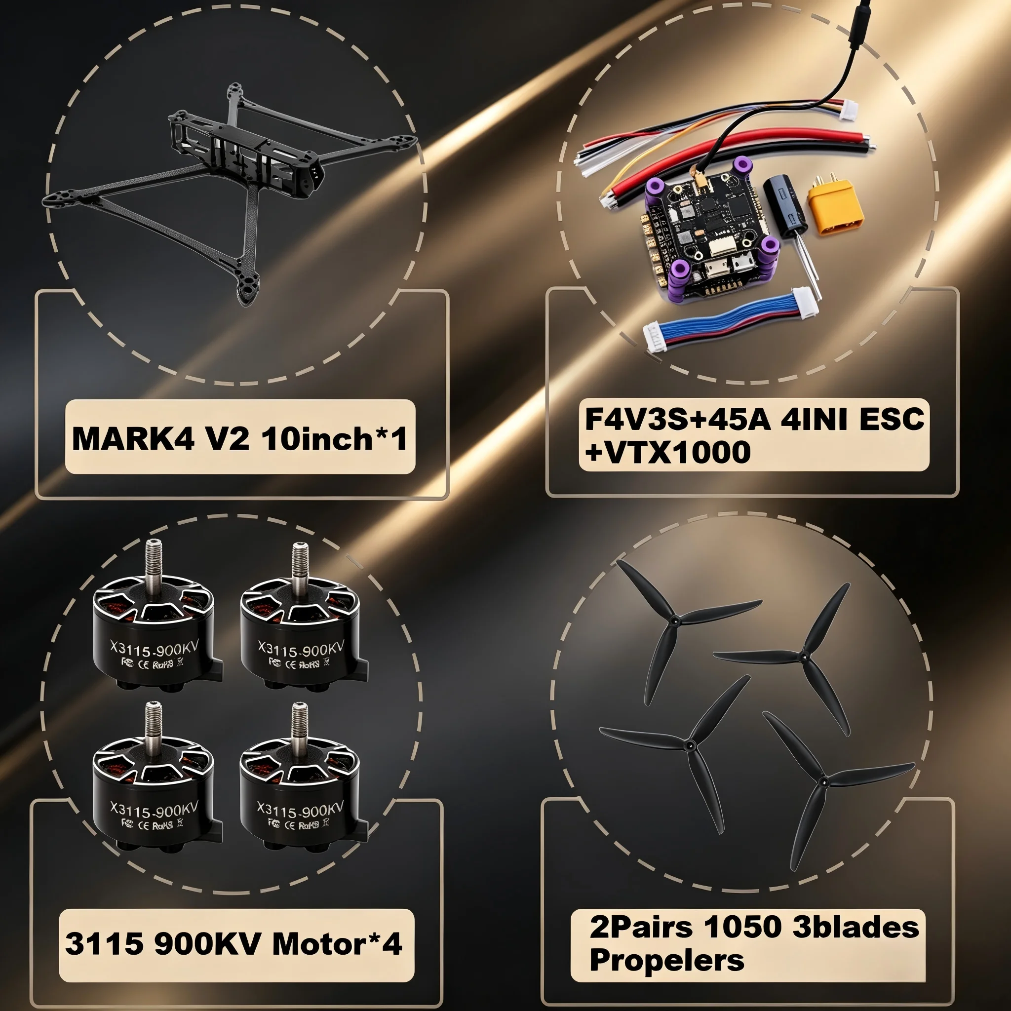 

Полетный контроллер F4V3S/F4V3S PLUS MARK4 V2 10 дюймов 45/60A 4-канальный ESC для FPV-дрона, гоночный квадрокоптер из карбонового волокна для фристайла