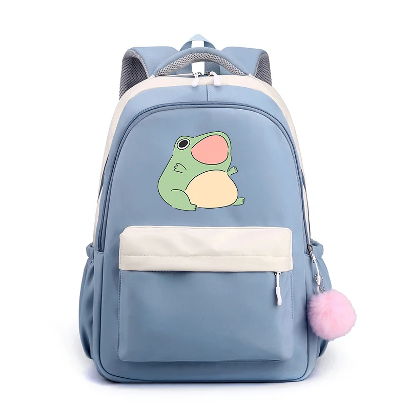 Rucksack mit lustigem Froschmuster, lässig, bequem, für Schule, Büchertaschen, Teenager, hochwertiger Rucksack mit Reißverschluss, Frosch-Rucksäcke