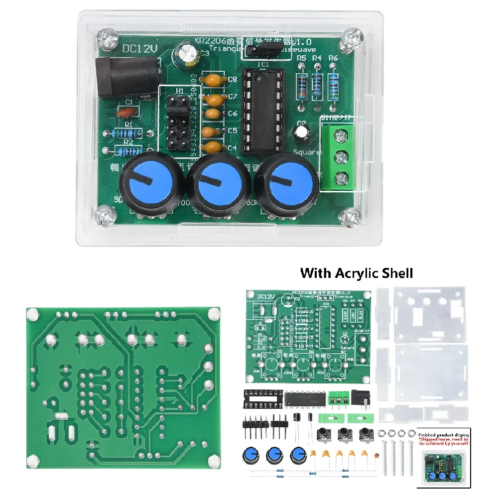 

XR2206 High Precision Signal Generator DIY Kit Sine Triangle Square Waves 1Hz 1MHz Frequency Range Adjustable Frequency