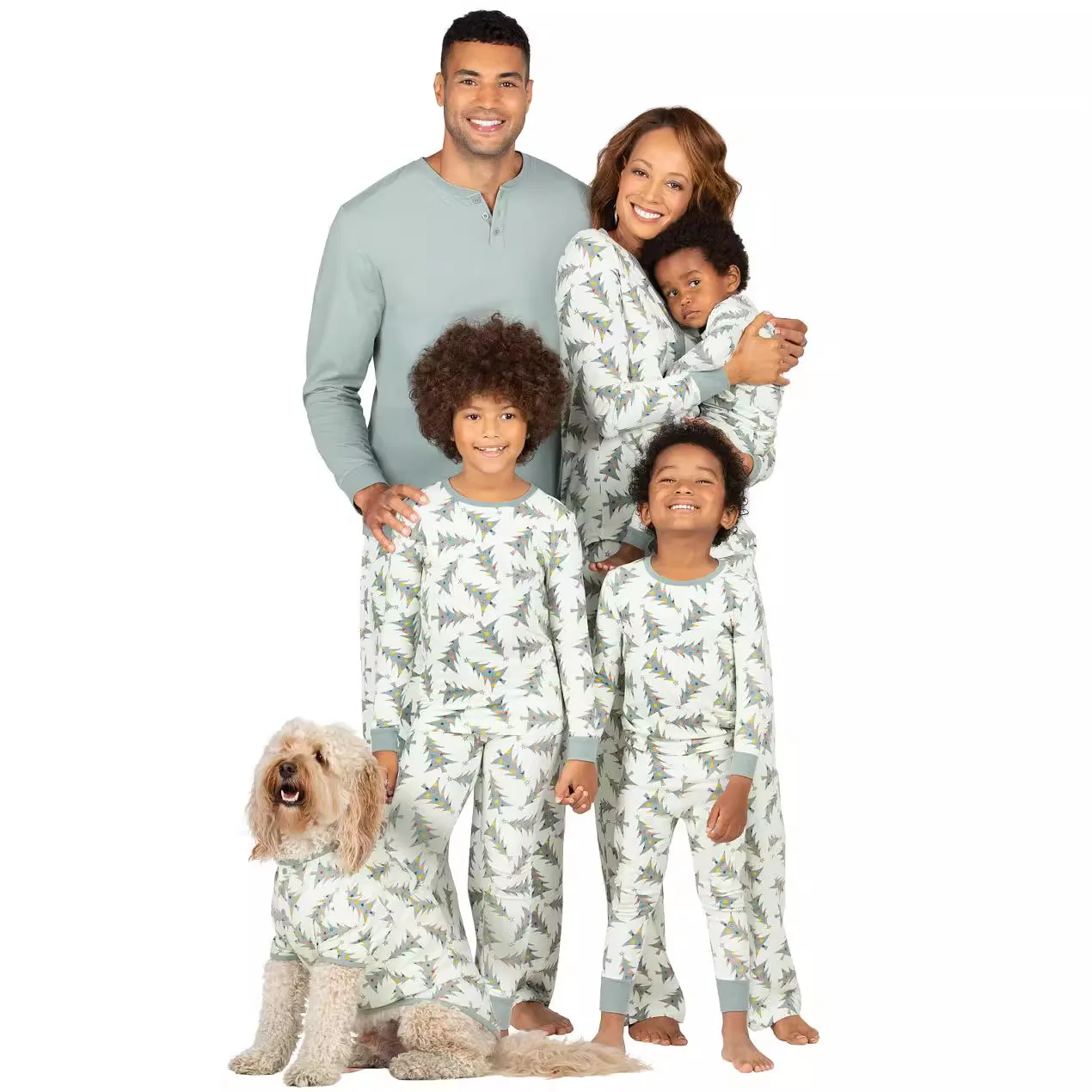 Xmas Family Santa Tree Print Matching Christmas Pajamas Set Outfits Boys Girls Costumes Soft Loose Loungewear 2 Pcs Pyjamas