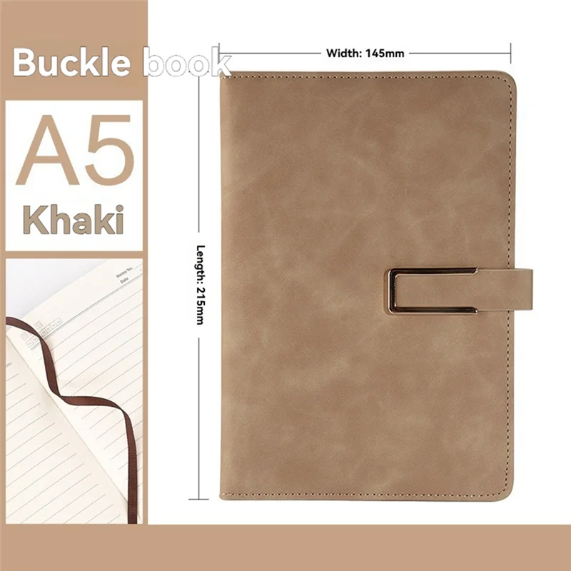 Qy-Retro A5 Leatherbound Notebook Couro Macio em Forma de U Fivela Magnética Business Office Notebook Diário Notebook