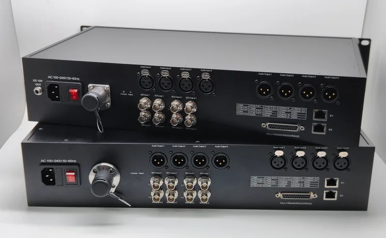 Transceptor de Fibra Óptica Smpte de 2 Canales Bidireccionales, Puerto de Video Sdi de 12G, Puerto de Audio, Ethernet 1G Separado e Aislado, Tally