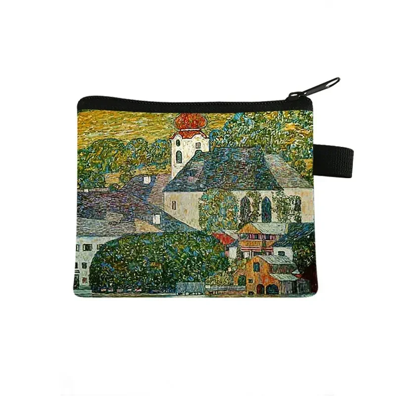 Oil Painting Kiss / Waterlily Coin Purse Gustav Klimt / Monet Coin Bag Women Lipstick Card Keys Holder Money Bag Ladies Wallet