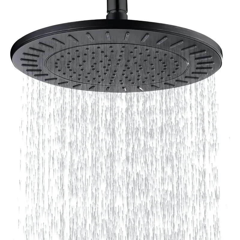 Rain Shower Head, 9 Inch High Pressure Waterfall Showerhead with Adjustable Angle and Anti-clogging Silicone Nozzles