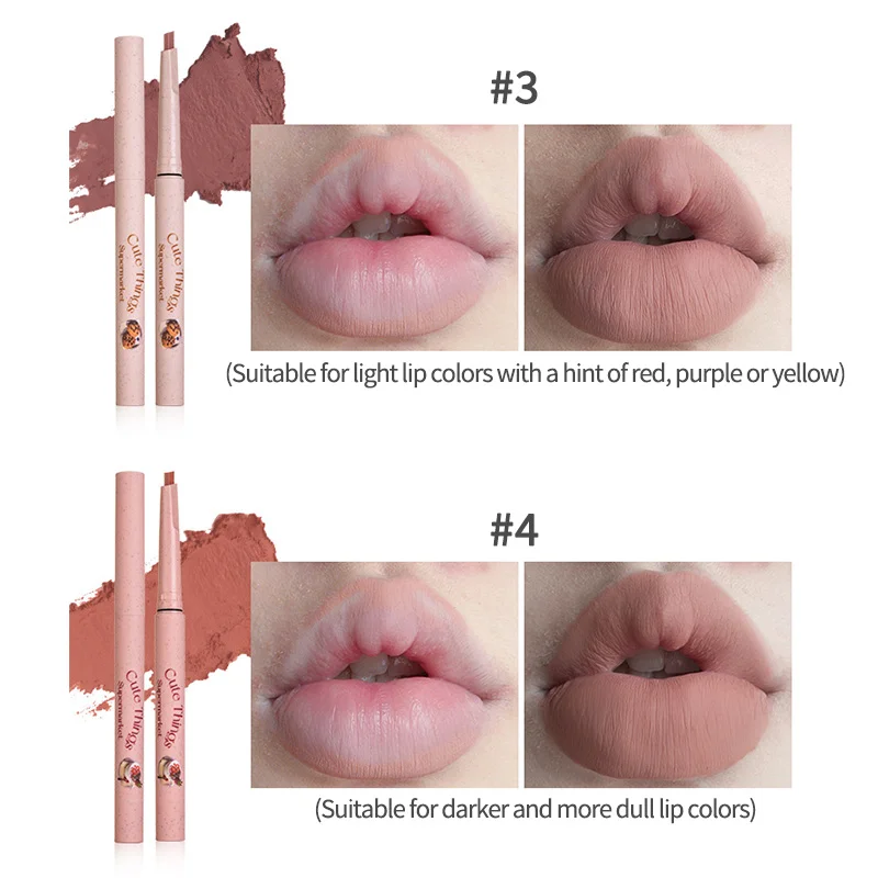 Lip Liner Outline ลิปสติกปากกาดินสอกันน้ํา Lasting Soft Fog Lipliner Outlines รูปร่างริมฝีปาก Not Take Off แต่งหน้า Nude สีชมพู