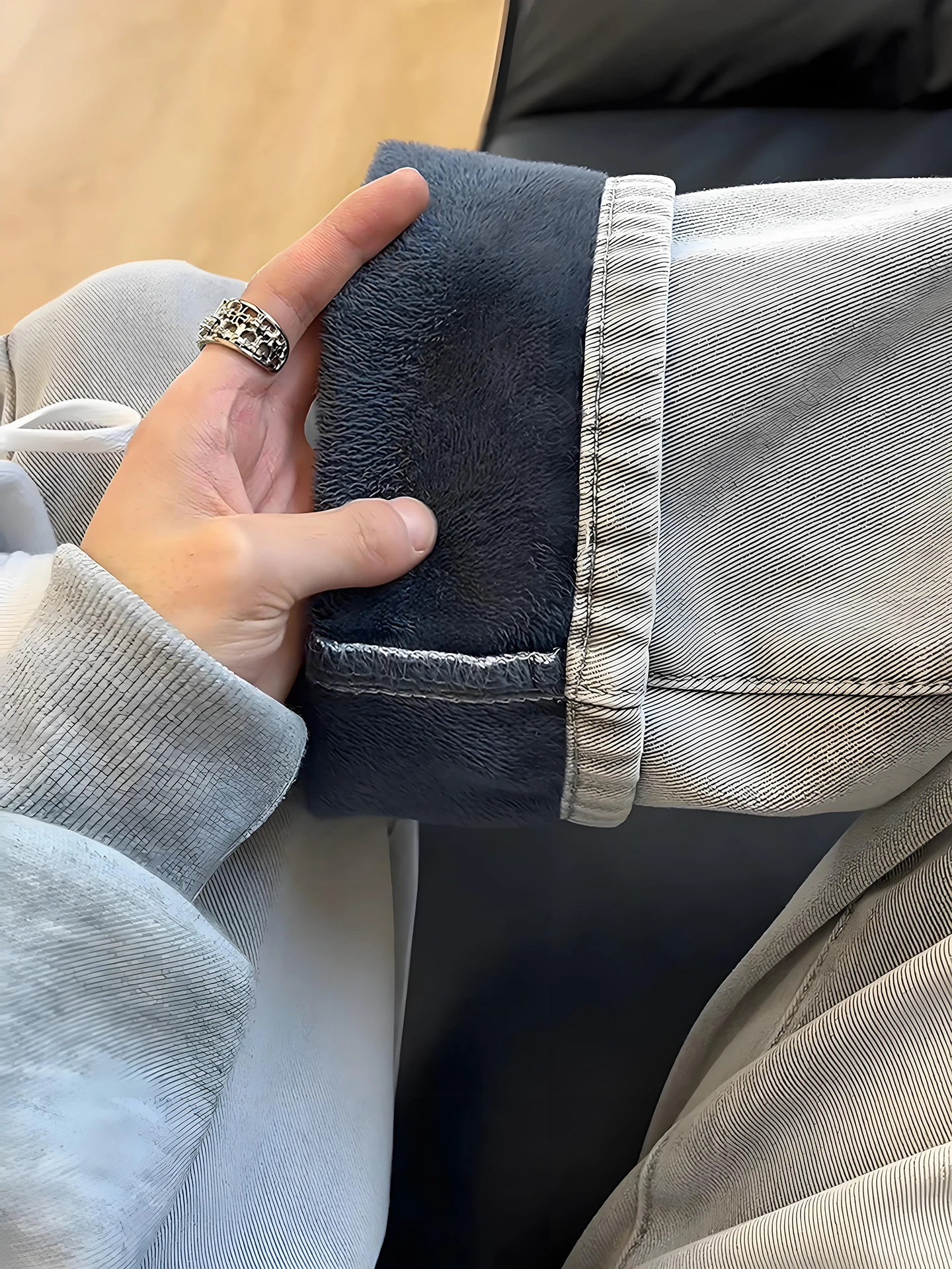 

American Sle Fce Lined Straight Leg Men's Jeans Thi Winter Cold Resistant Pants Non Fitting Bootcut Trousers