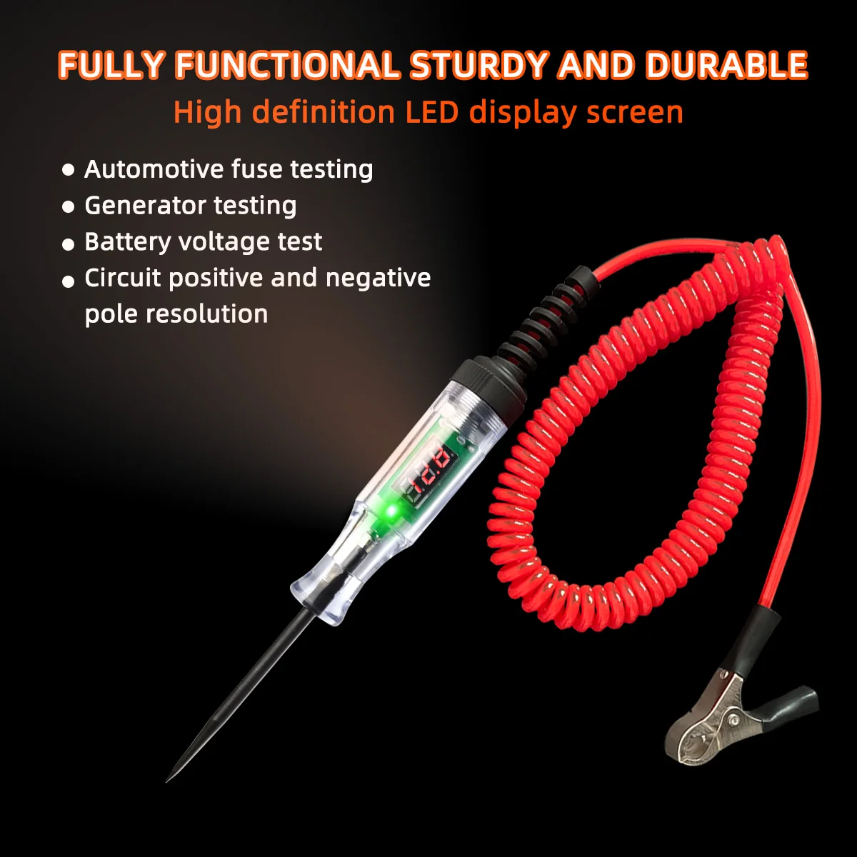 PINMOAP Voltage Test Pen Automotive Circuit Tester Electrical Test Light Compact Vehicle Diagnostic Tool For Car TruckMotorcycle