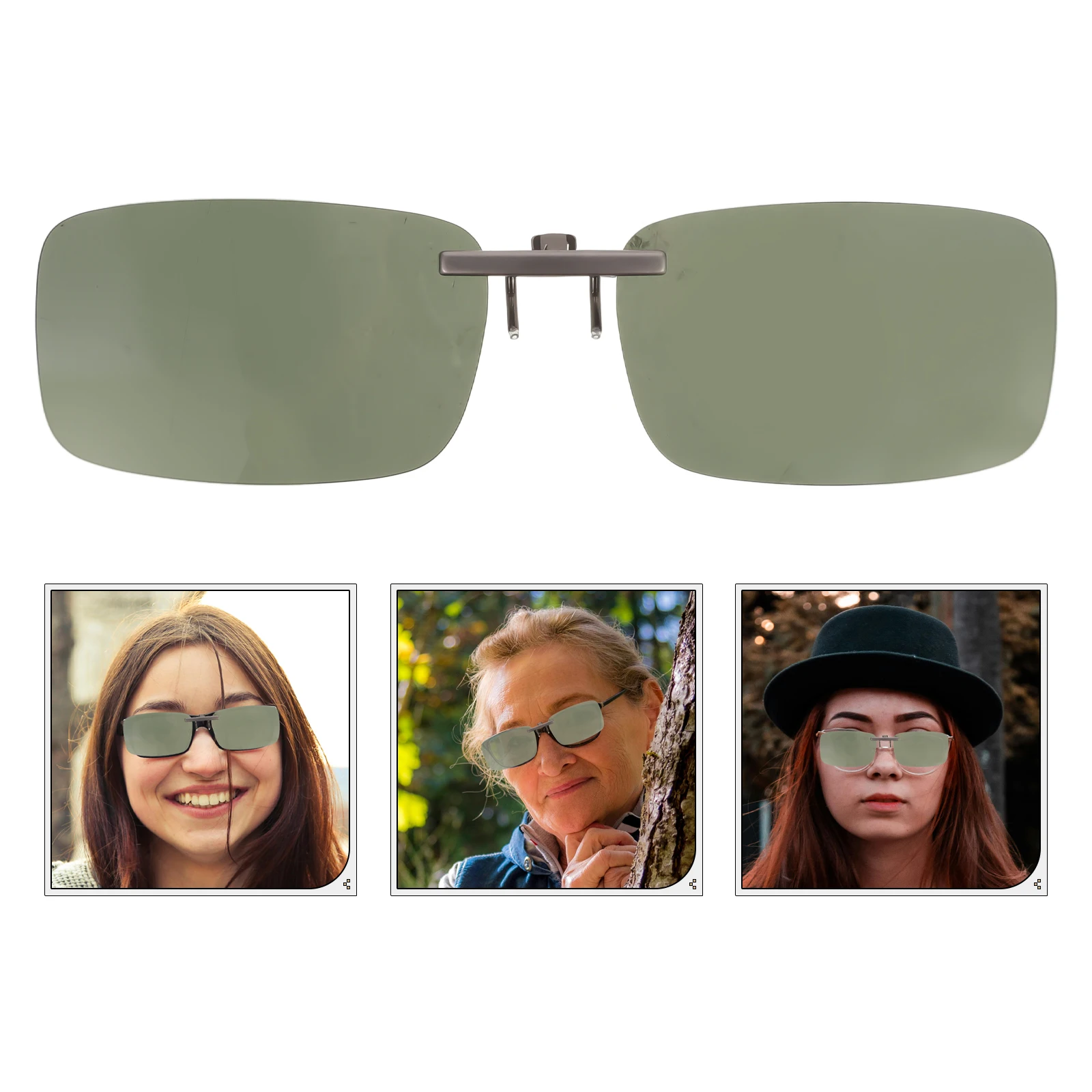 

Polarized Clip On Sunglasses Square Frame Green Resin Unisex Outdoor Polarized Clip Glasses for Eyeglasses Sunglass Accessories