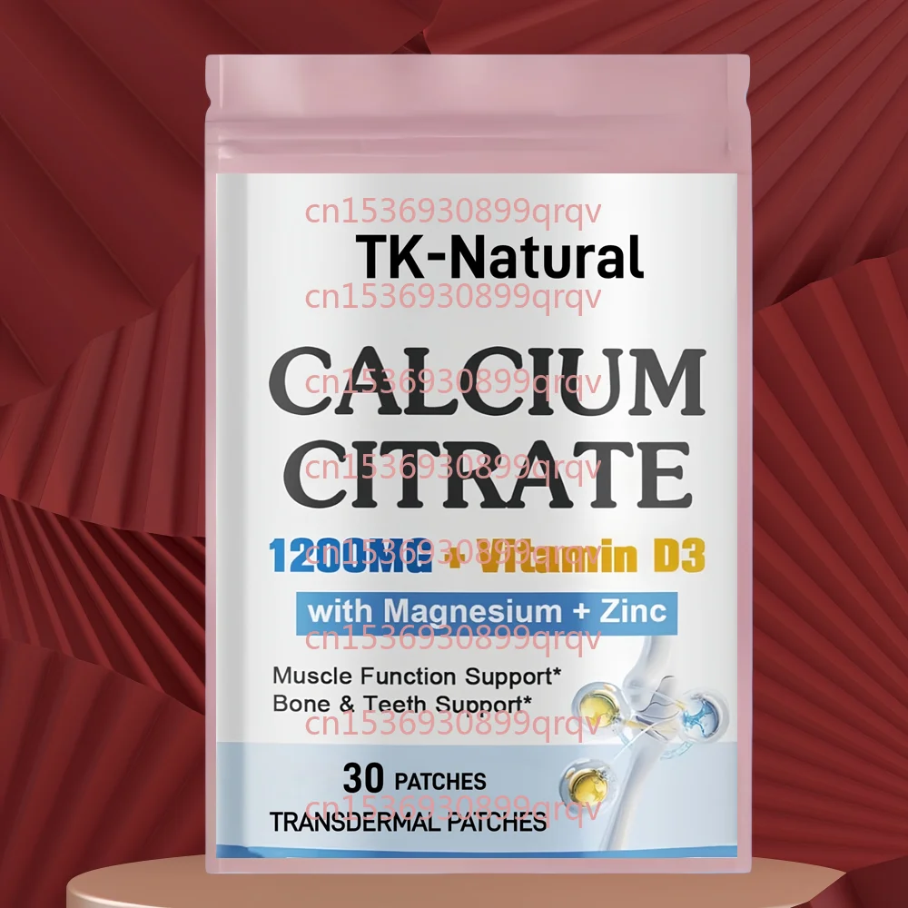 

30 Patches Calcium Citrate Transdermal Patches with Vitamin D3,Magnesium Complex,Zinc for Bone, Teeth, Immune Support