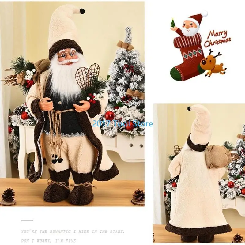 K92A عيد الميلاد سانتا كلوز مع نظارات شنطة هدايا للدمية التماثيل القطيفة الدائمة