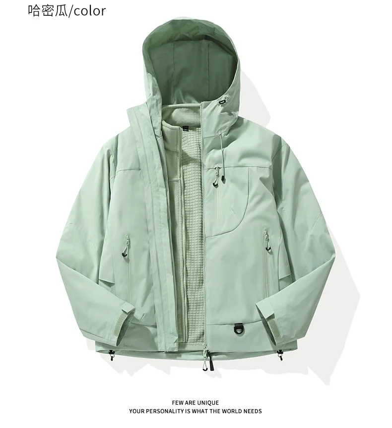 Wind- und wasserdichte Outdoor-Jacken zum Wandern, Camping, Angeln, Bergsteigen, mit Fleece gefütterte, wind- und wasserdichte Mäntel – Detail 21
