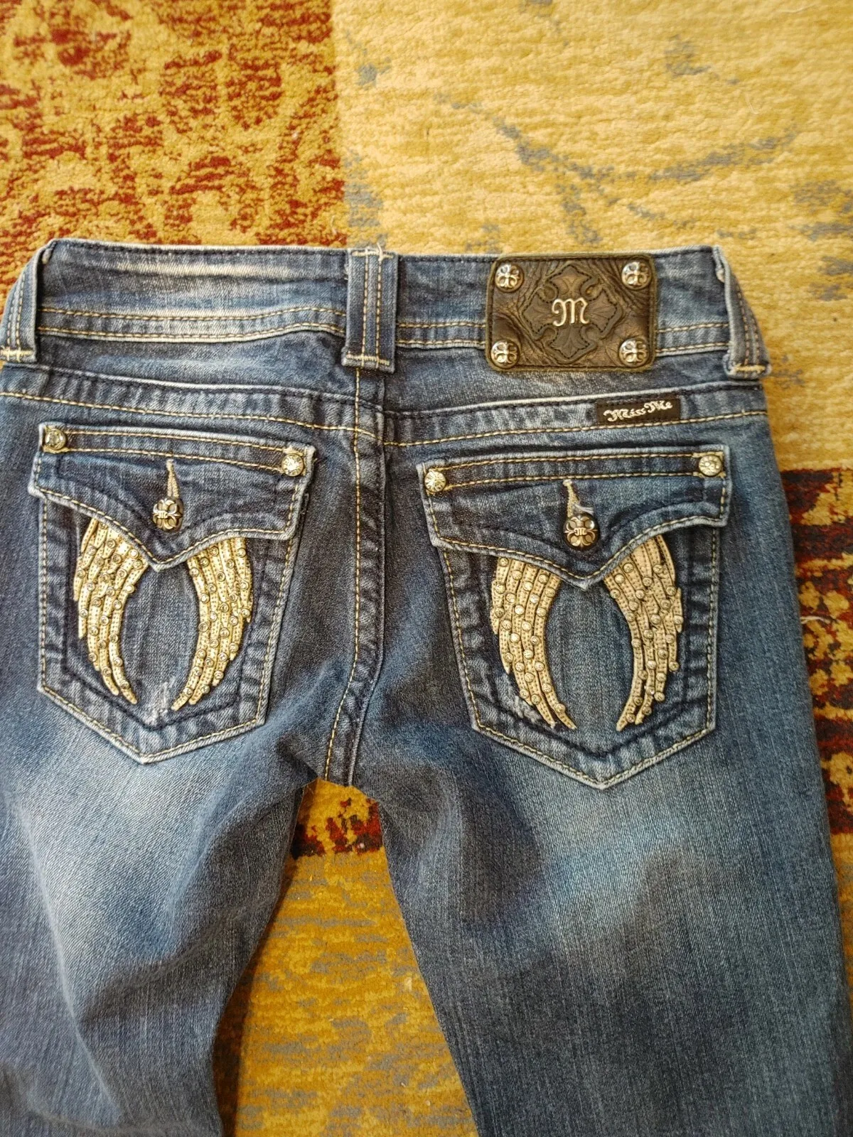 

Y2k 2000s Bootcut Jeans Wing Flap Pockets Shining Diamonds Jean Casual Denim Pants Straight Wide Leg Jeans Women Clothing