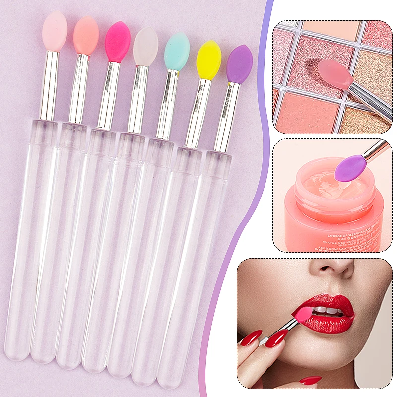 10 Stuks Zachte Siliconen Lippenstift Borstel Lipstick Applicator Draagbare Doorzichtige Handgreep Schoon Microbrush Lipgloss Make-Up Borstel Schoonheid Tool