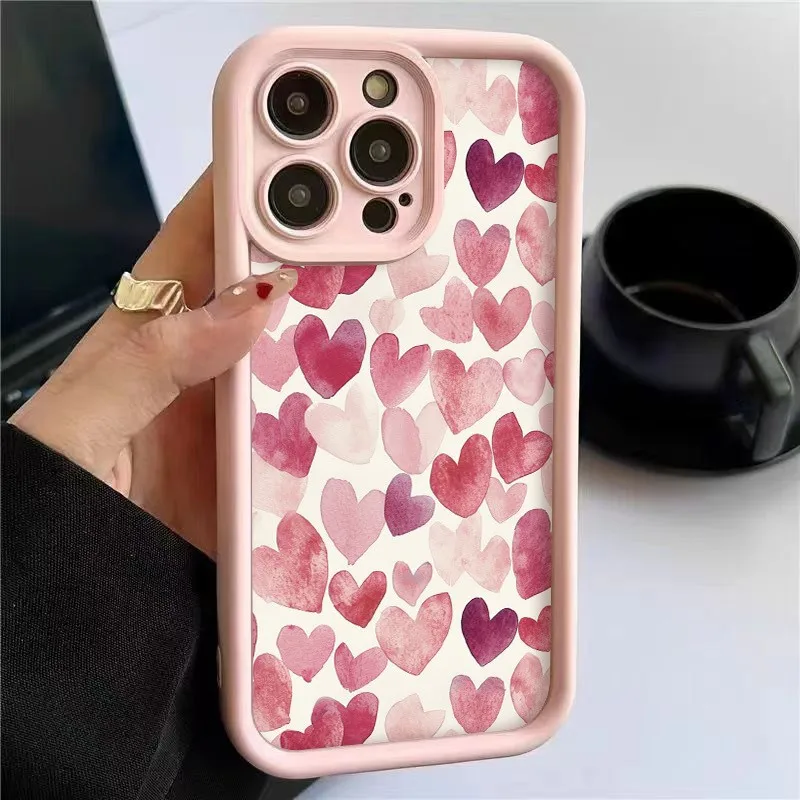 

Phone Case Colorful Love Patterned Design For iPhone 17 16 15 14 13 12 11 Pro Max XS XR X 7 8 Plus 16E 17 Air 13 Mini Soft Cover