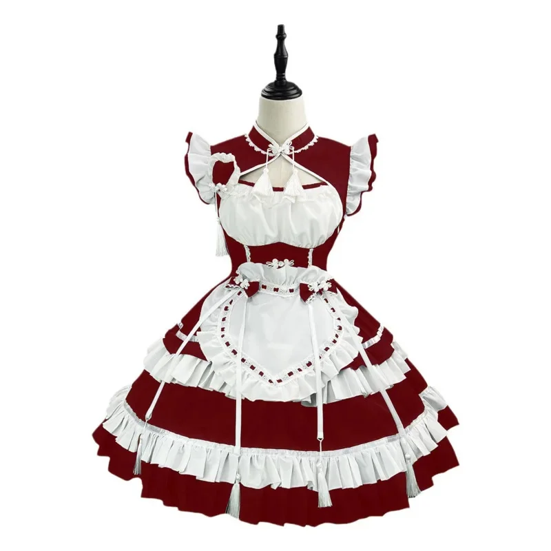 

Maid Dresses Cosplay Dresses Chinese New Chinese Cheongsam Y2K Lolita Harajuku Korean Kawaii Maid Uniform Set A-line Dresses New