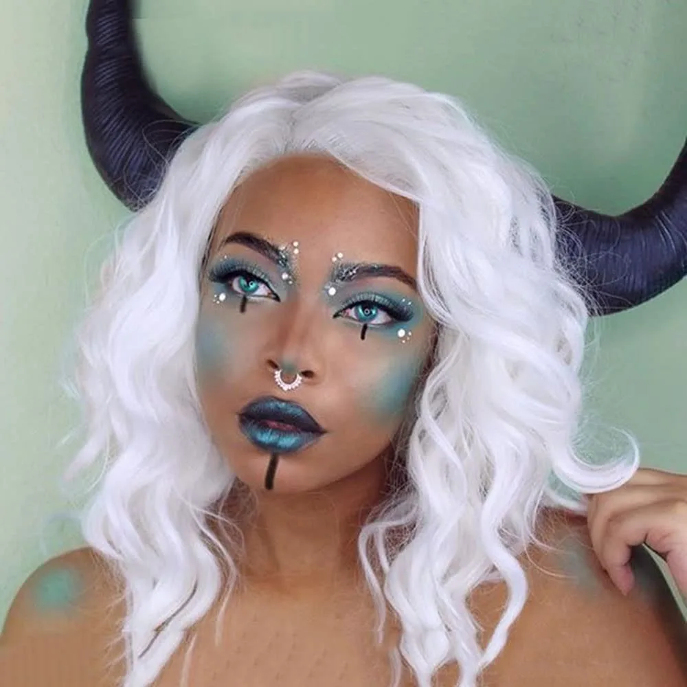 สีขาว HD วิกผมลูกไม้ด้านหน้าด้านหน้า 13x4 วิกผม 30 นิ้วสั้น Body Wave วิกผมความหนาแน่น 250 โปร่งใสลูกไม้บราซิลผมวิกผมสังเคราะห์