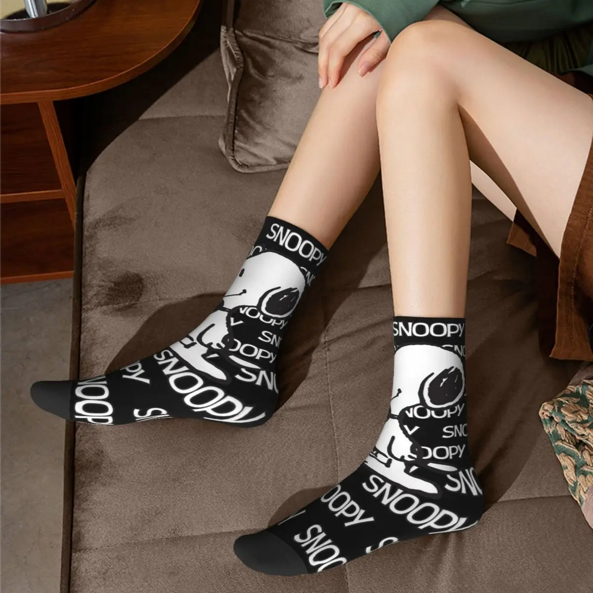 Snoopy Cartoon Peanuts Comic Design Socks Accessories for Unisex Sweat Absorbing Printing Socks