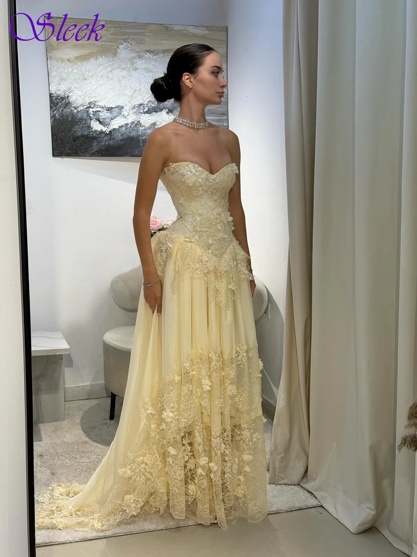 Elegancka, szyta na miarę suknia wieczorowa w kształcie litery A, bez ramiączek, modna, z temperamentem, szyta na zamówienie na specjalne okazje, wysokiej jakości suknia na studniówkę.