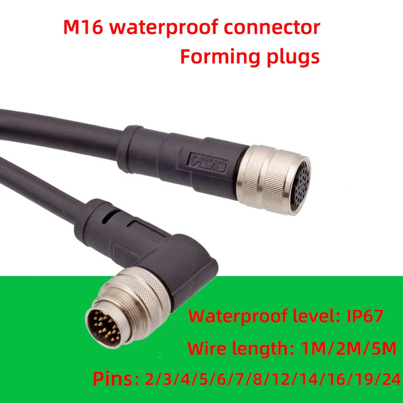 

M16 2P 3P 4P 5P 6P 8P 12P 14P 16Pin Waterproof IP67 Aircraft Male and Female Plug Molded Shielded Cable for Data and Telecom Sys