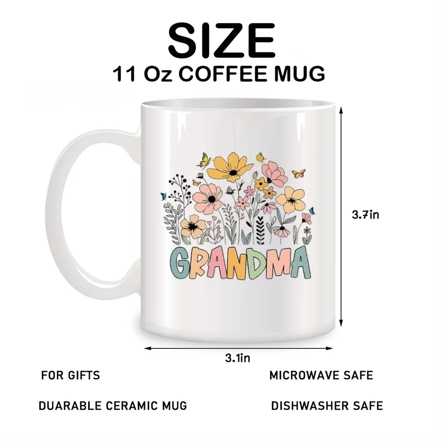 Grandma Mugs for New Grandma from Granddaughter Grandson Birthday Novelty Coffee Ceramic Tea Cups White 11 oz