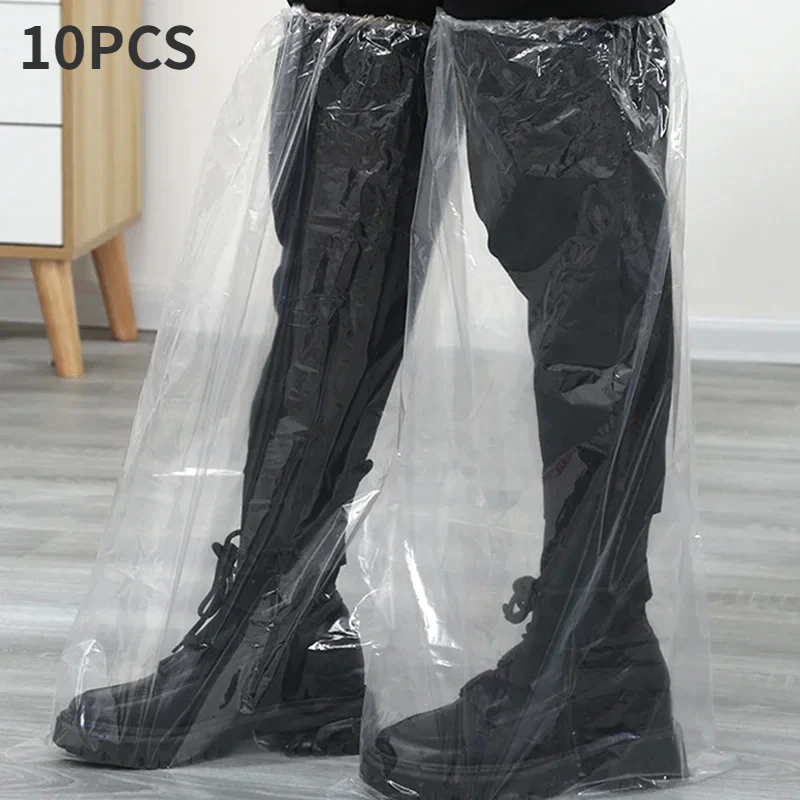 

10pcs Disposable Shoe Cover Waterproof Universal Rain Cover High Tube Overshoes Protector Wear Resistant Rainproof Footwear