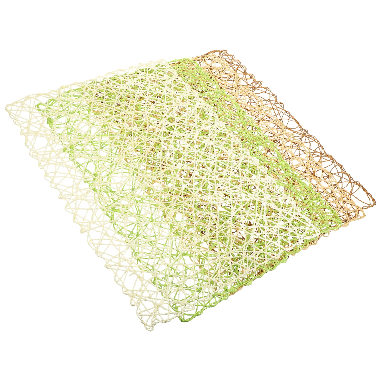 

4pcs Woven Placemats Paper Rope H made Square Mats Heat Resistant Tableware Protector Dining Home Decor Place Mat