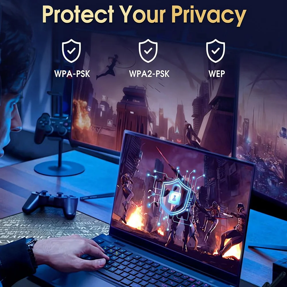 محول واي فاي USB 3.0 لاسلكي من BISMZ للكمبيوتر المكتبي، محول شبكة ثنائي النطاق USB بسرعة 1300 ميجابت في الثانية لجهاز Win 11/10/8/7/XP