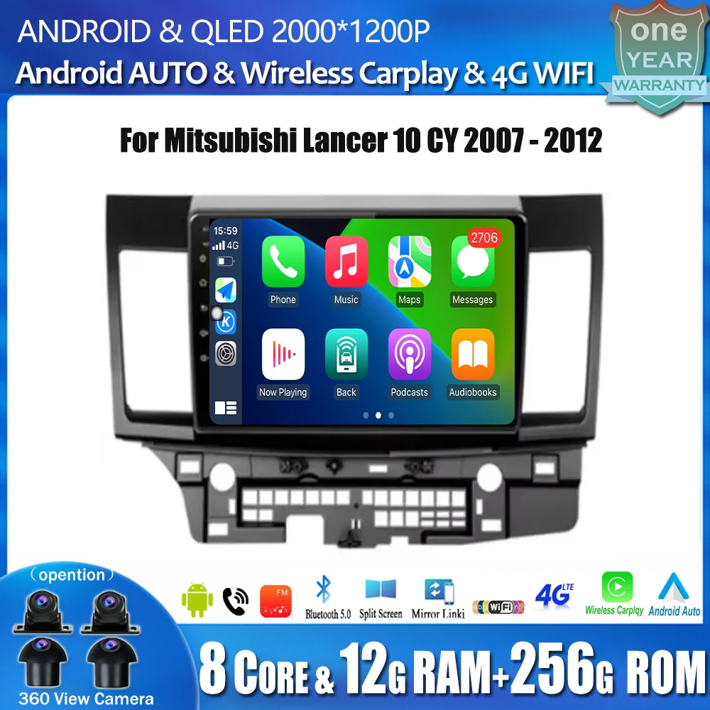 

Android 14 For Mitsubishi Lancer 10 CY 2007 2008 2009-2012 Car Radio Multimedia Video Player Navi GPS Carplay Auto No 2 Din DVD