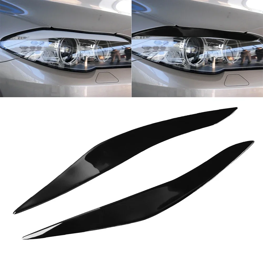 

New Headlight Trim Eyelid Eyebrow Trim 2pcs Front Front Headlight Eyebrow Cover Plastic For BMW 5 Series F10 F11