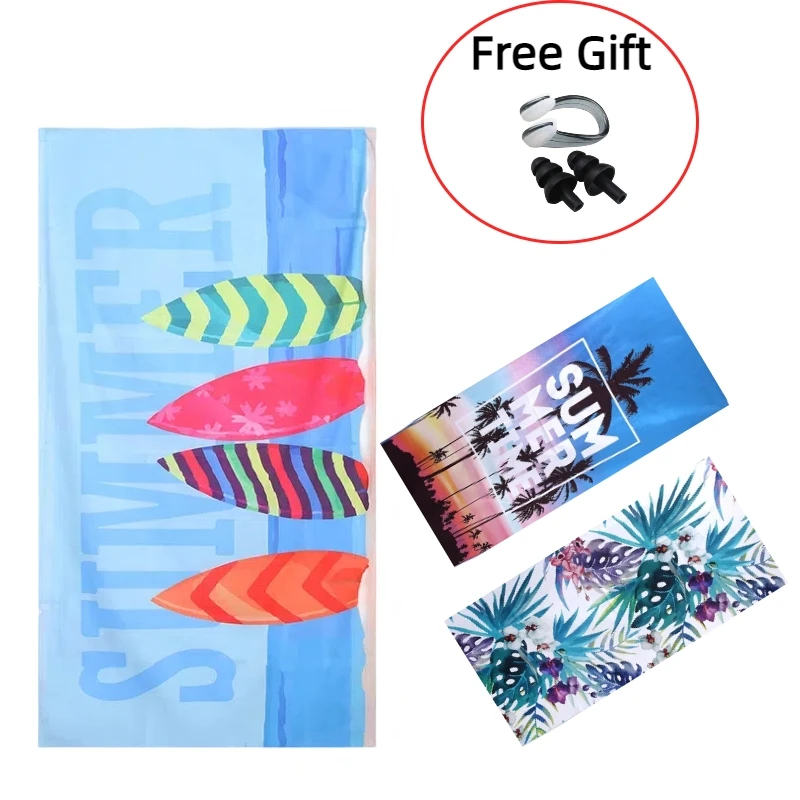 

3 Pcs Microfibre Swimming Towels, Quick-Drying Absorbent for Men Women, Free Diving Nose Clip and Earplugs, Summer