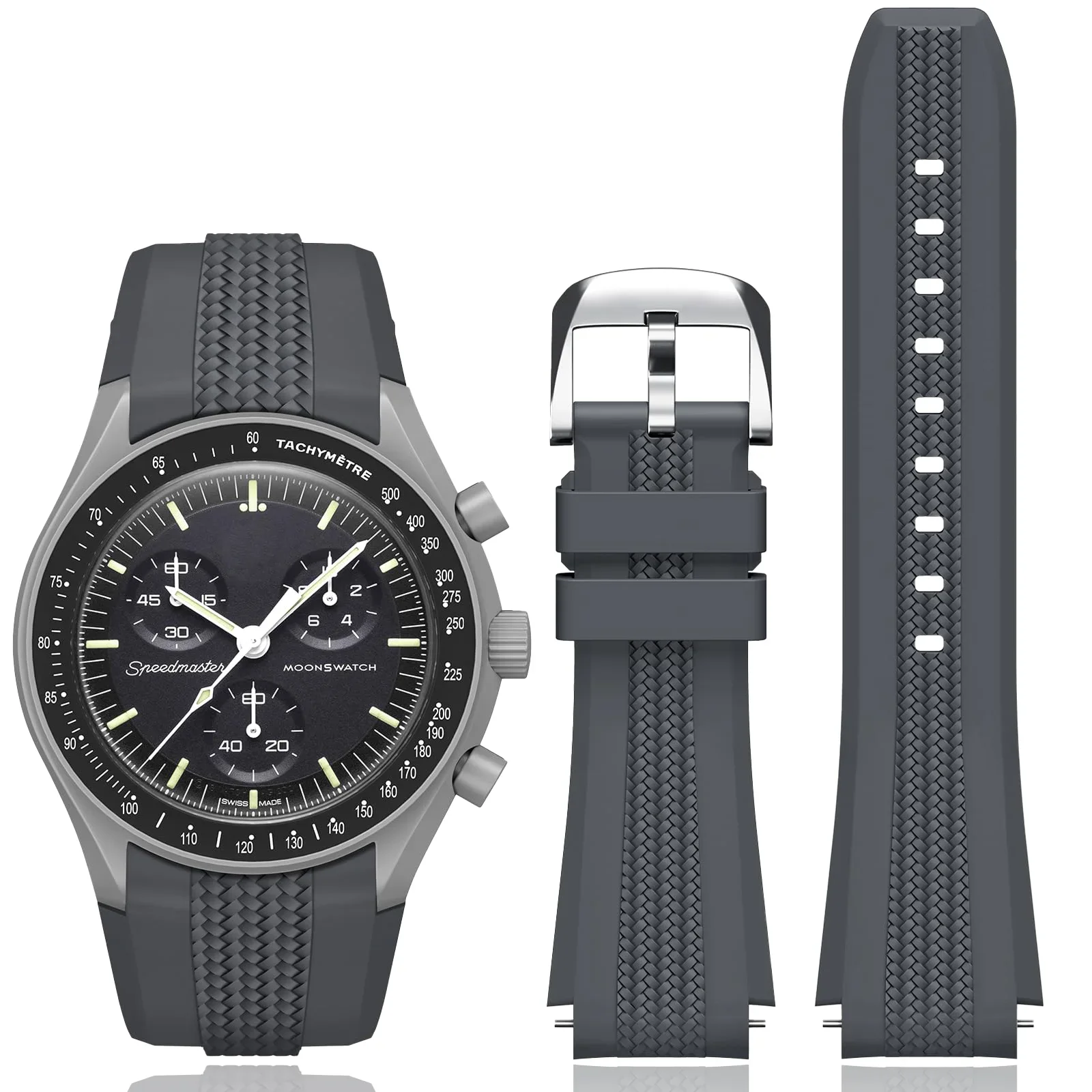 

Силиконовый ремешок 20 мм для Omega x Swatch Speedmaster Moonswatch, сменный изогнутый ремешок без зазоров для Omega X Swatch, ремешок для часов \[