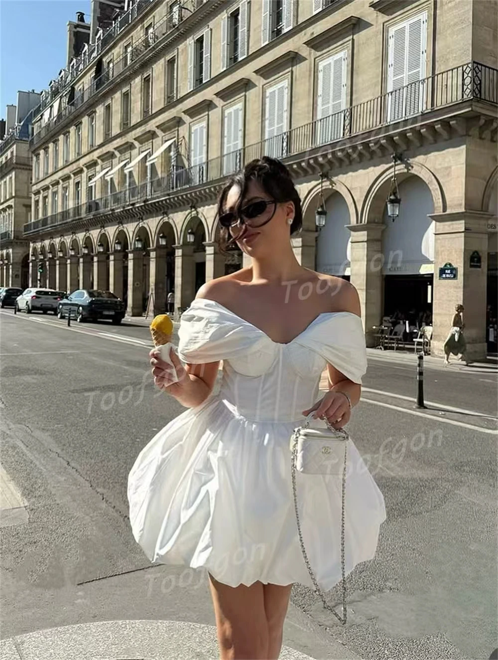 Toofgon Schatz Mini Hochzeit Party Kleider Off Schulter Kurze EINE Linie Spitze Up Vestidos Para Mujer Brautkleider Angepasst