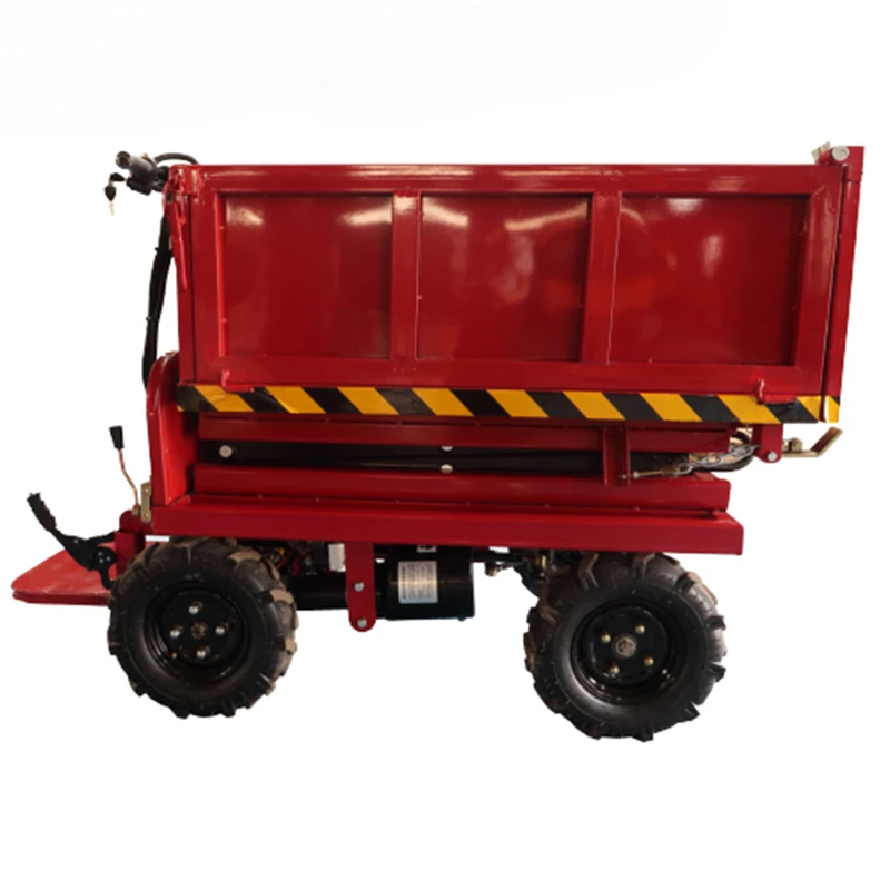 400kg Electric Lift Dump Truck 4 Wheel Multi-purpose Scissor Hydraulic Lift Dumper Truck