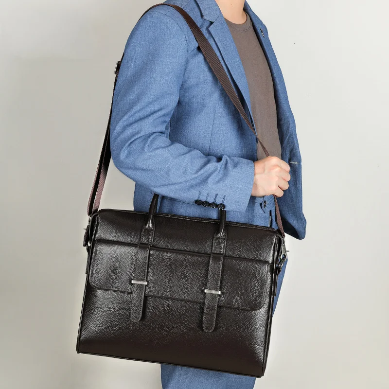 

Leather Business Briefcase Large Capacity High-end Handbag New Men's Genuine Commuting Simple First Layer Cowhide Laptop Bag