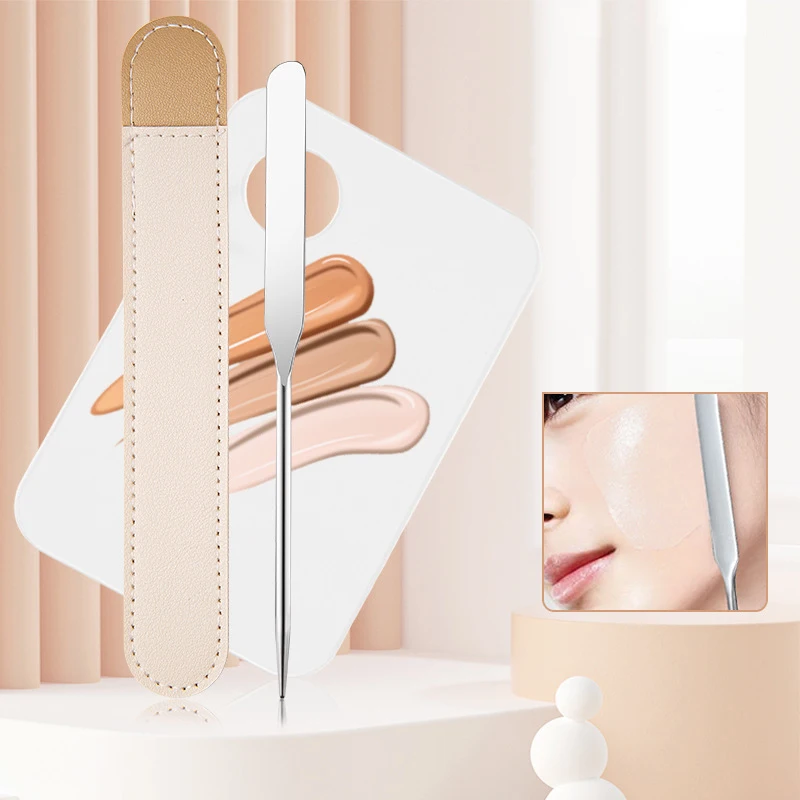 Ensemble d'outils de mélange de maquillage, spatule de mélange, Palette en acier inoxydable/acrylique, rouge à lèvres, Nail Art, Pigment de couleur, fond de teint, fard à paupières