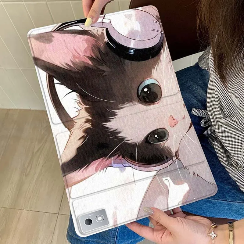

Cute Cat Headphone Eyes For Xiaoxin Lenovo Tab Pad K11 K10 M10 P11 3rd Plus Pro Legion Y700 Y900 Gen4 2 Tablet Case Gift