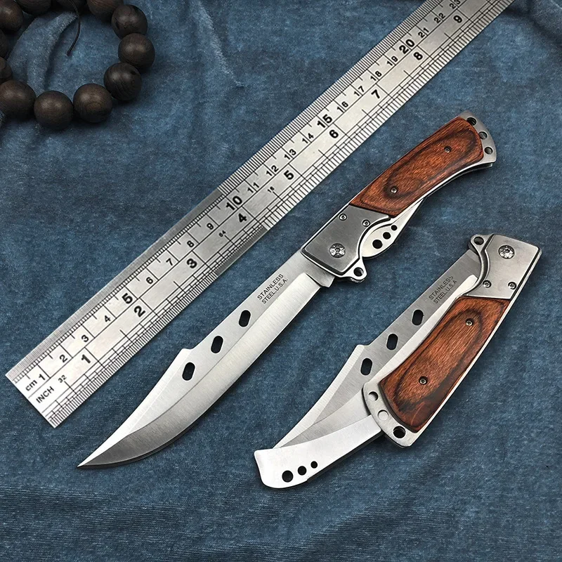 Outdoor Stainless Steel High Hardness Folding Knife Field Survival Self-defense Portable Tactical Hunting Fishing Machete