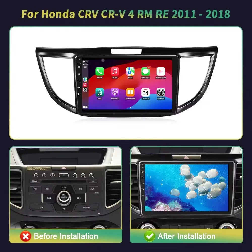 

Для Honda CRV CR-V 2011 2012 2013 2014 2015 2016 Carplay Android 14 Радио Mobil Мультимедийный Видеоплеер Навигация GPS 2din Экран