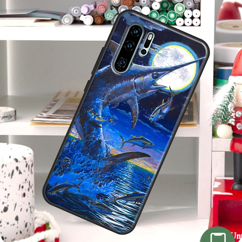 Blue Marlin Painting Case For Huawei P30 P20 P40 Lite Nova 11 Pro 9 10 SE 5T 11i 8i 3i Y60 Y70 Y90 Y61 Y91 Cover