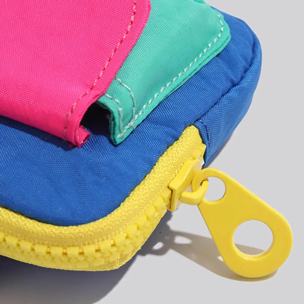 Multi-use Zipper Pouch Mini Backpack Coin Purse Canvas Zipper Pouch Key Chain Wallet Color-block Handbag Accessory for Cash