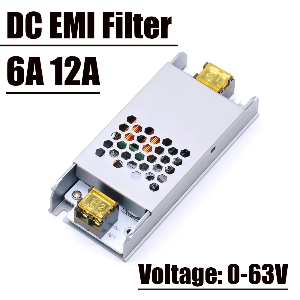 6A 12A DC EMI Filter LC Filter Low-pass Electromagnetic Interference EMC 12V 24v CAR Audio Switching Power Supply Ripple Filter