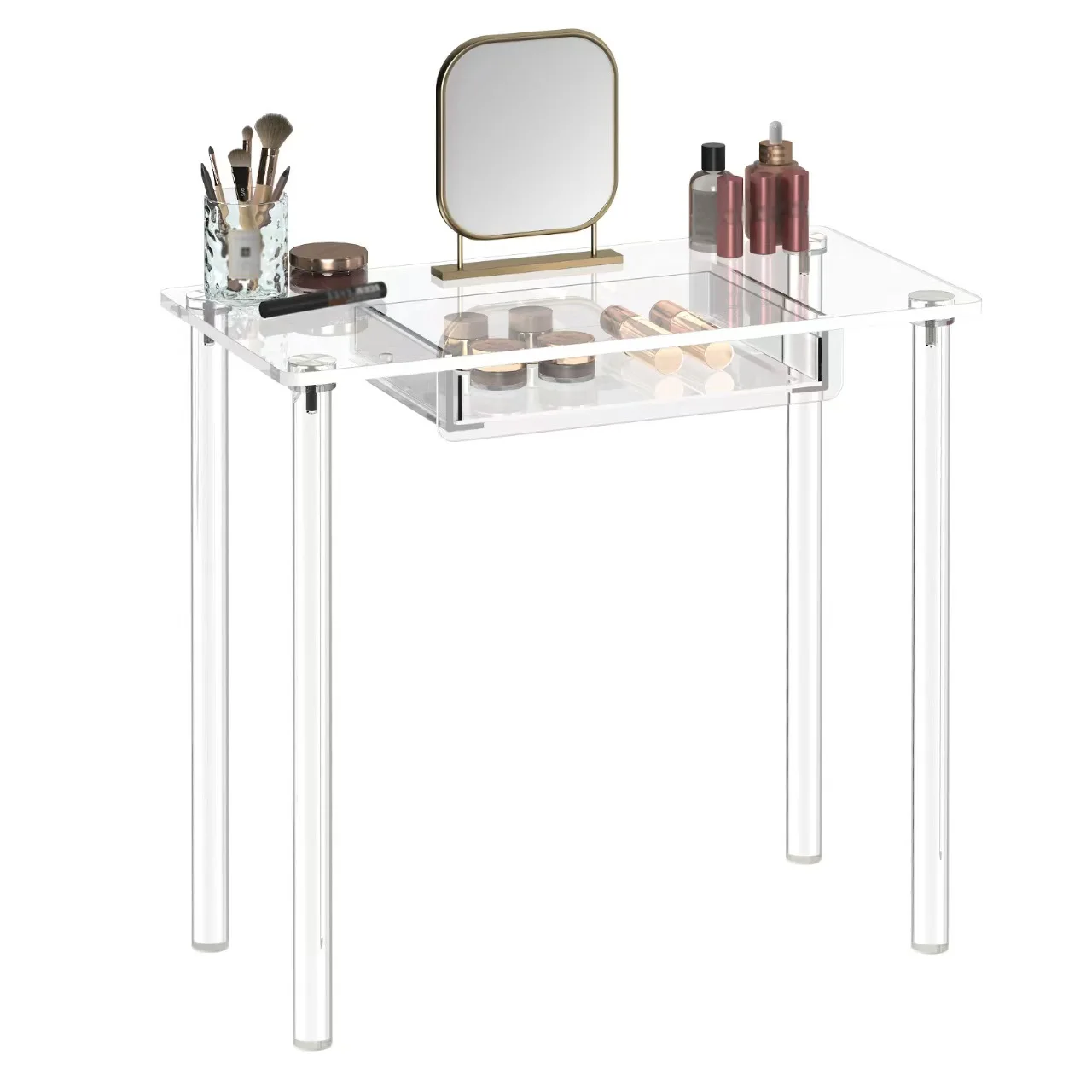 Transparent Dressing Table with Drawer Dresser for Bedroom or Bathroom Home Desk