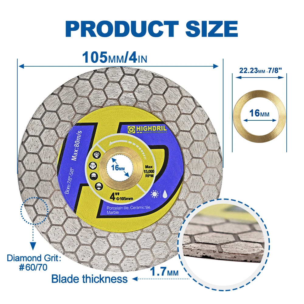 HIGHDRIL Diamond Saw Blade Double Side Cutting Grinding Blade Dia4