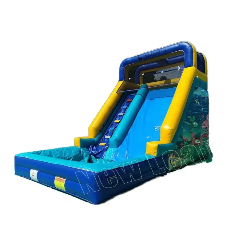 Blue Ocean Animal-Themed Big Water Inflatable Slide with Pool 9*4*5m Slip for Outdoor Fun with Pool