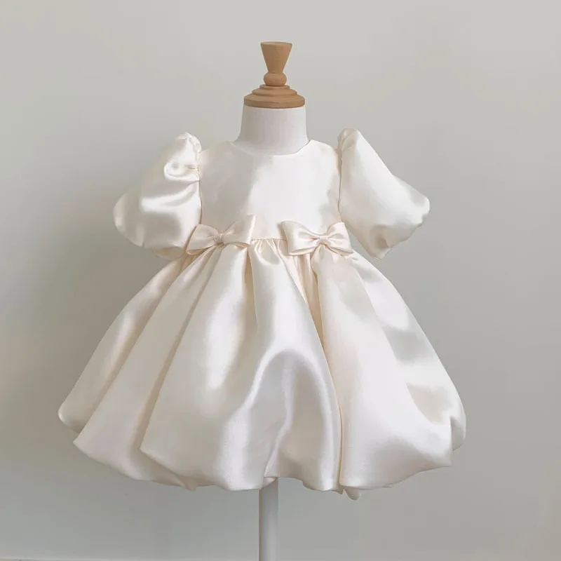 Girls Birthday Baptism Princess Ball Gown Children Cute Bow Puff Sleeve Design Wedding Party Dress g61