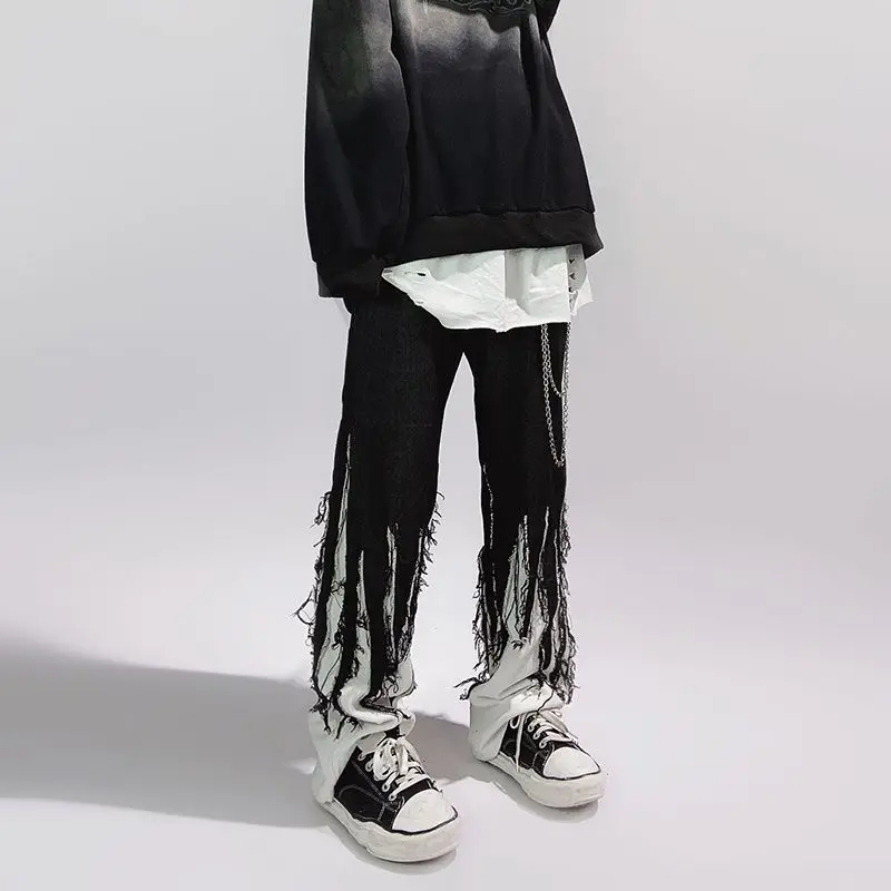 American Hip Hop High Street Jeans Men's and Women's Fashion Brand Loose Large Leg Punk Style Straight Black Pants