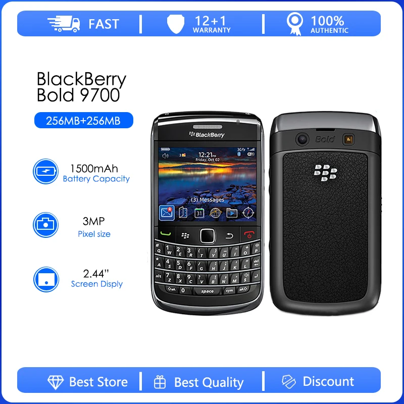 Blackberry 9700 Refurbished-Original unlocked phone Blackberry 9700 3G WIFI GPS phone free shipping