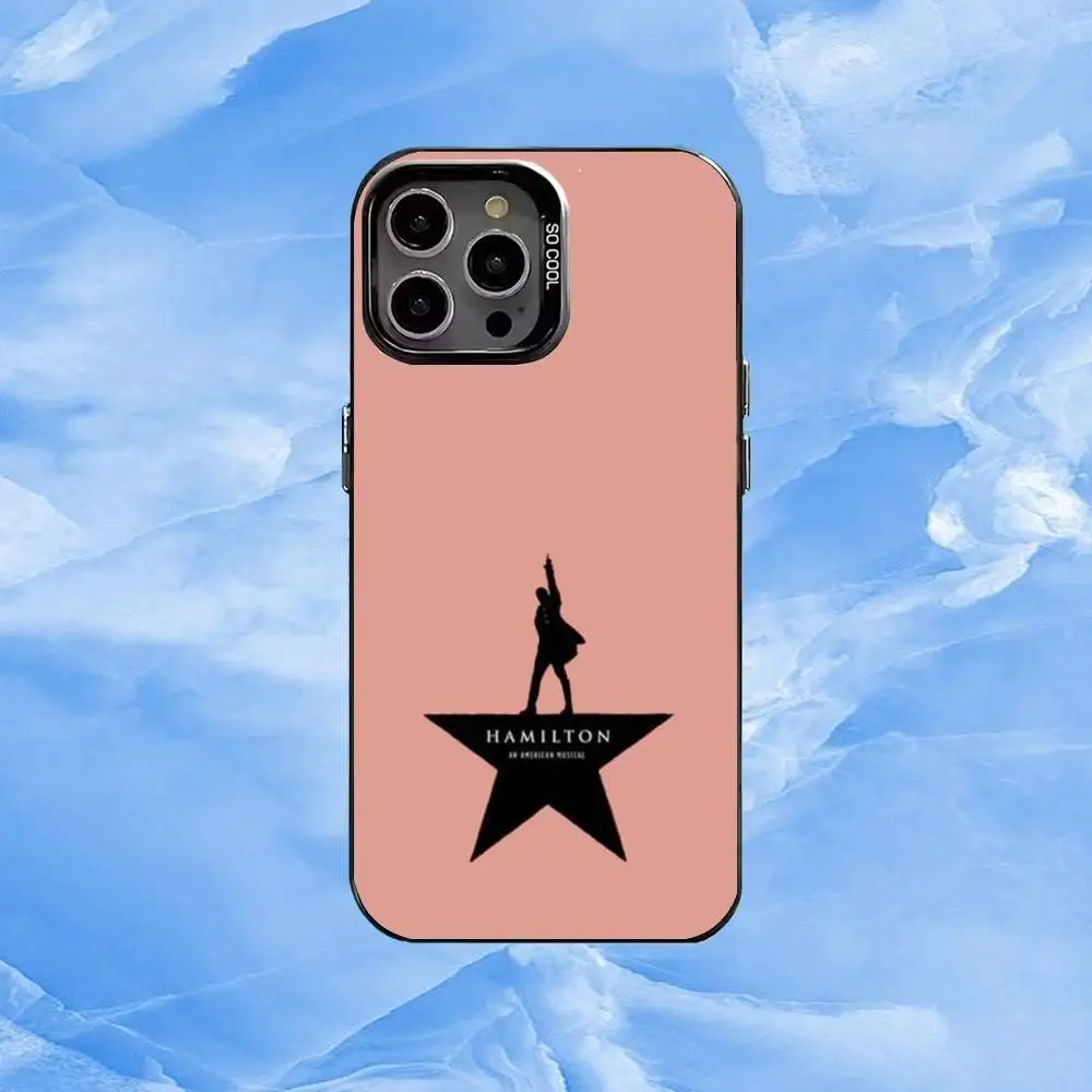 Custodia per telefono Hamilton M-Musical L-Lyrics per iPhone17,16,15,14,13,12,11 Plus,Pro Max Custodia per telefono Black Candy Silver